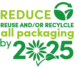 Reduce Packaging reduce reuse and or recycle all packaging by 2025